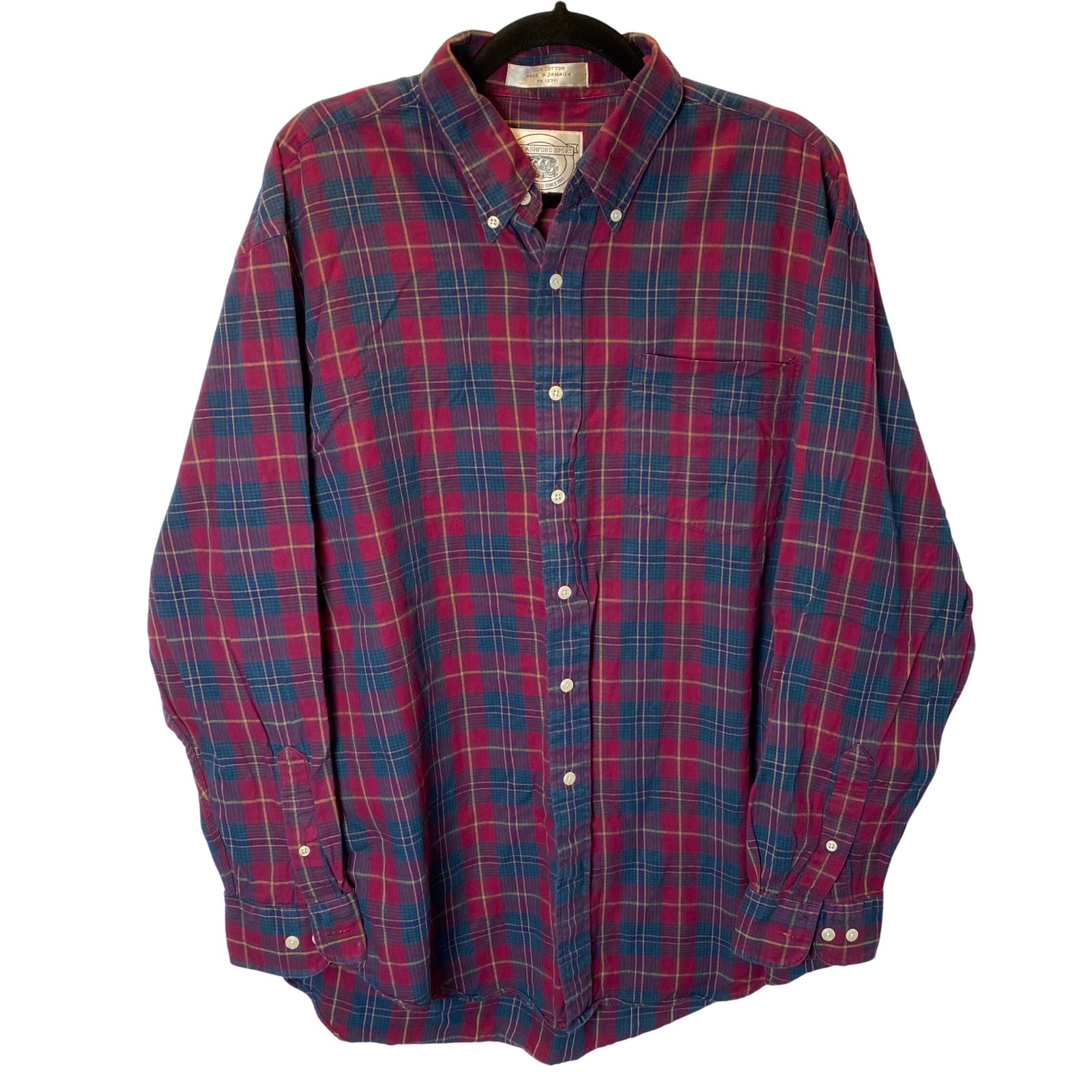 John Ashford Sport Plaid Button Down Shirt Mens Xl Preppy Cabin Gorpcore Western